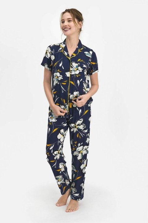 Pierre Cardin Lily Kadın Gömlek Pijama Lacivert PC7753 - 1