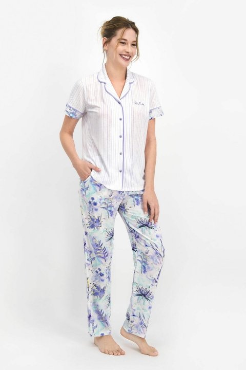 Pierre Cardin Floral Pattern Kadın Gömlek Pijama Lila PC7756 - 1