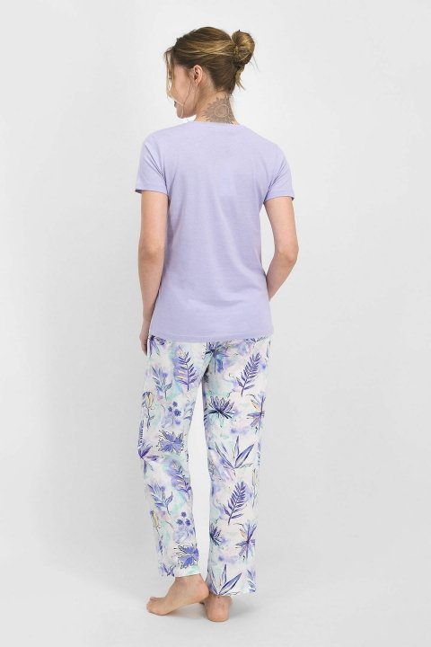 Pierre Cardin Floral Pattern Kadın Kısa Kol Pijama Takımı Lila PC7757 - 3