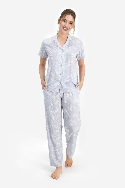 Pierre Cardin Flowering Kadın Kısa Kol Pijama Takımı Açık İndigo PC7765 - 1