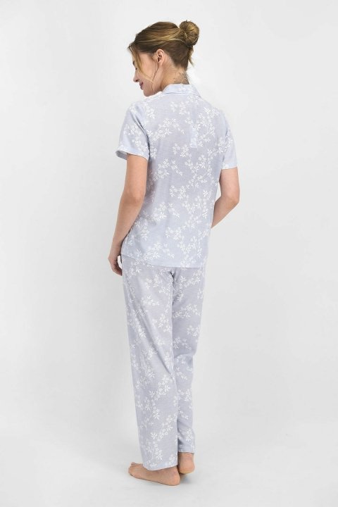 Pierre Cardin Flowering Kadın Kısa Kol Pijama Takımı Açık İndigo PC7765 - 3
