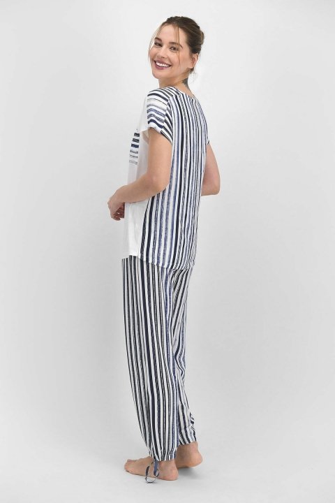 Pierre Cardin Marine Kadın Kısa Kol Pijama Takımı Krem PC7772 - 4