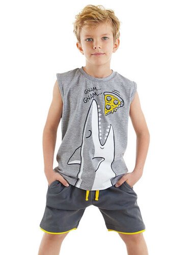 Pizzacı Köpekbalığı Erkek Çocuk T-shirt Şort Takım - DENOKİDS