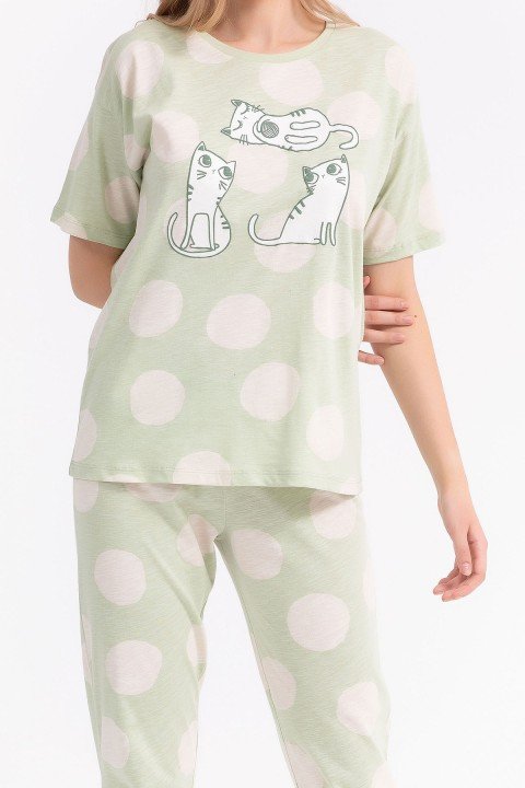 Cats Kadın Pijama Takımı-Su Yeşili - 3