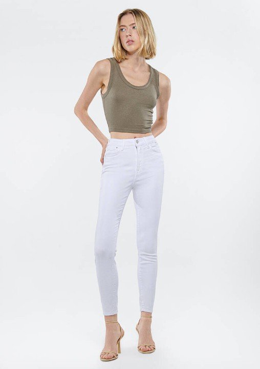 SERENAY Gold Shape Kadın Jean Pantolon-Beyaz - 2