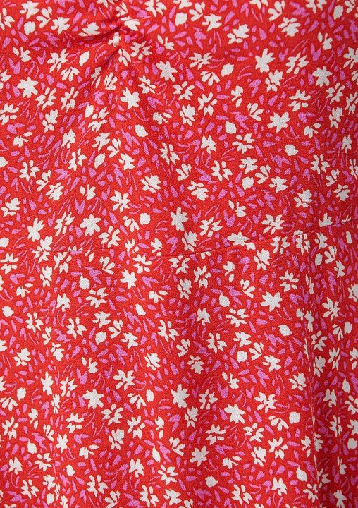 Yaprak Baskılı Kadın Elbise-Kırmızı - 5