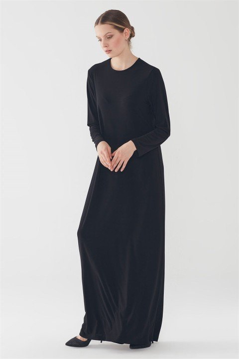 ZÜHRE Basic Uzun Kollu İçlik Elbise Siyah E-0167 - 3
