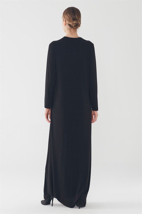 ZÜHRE Basic Uzun Kollu İçlik Elbise Siyah E-0167 - 4